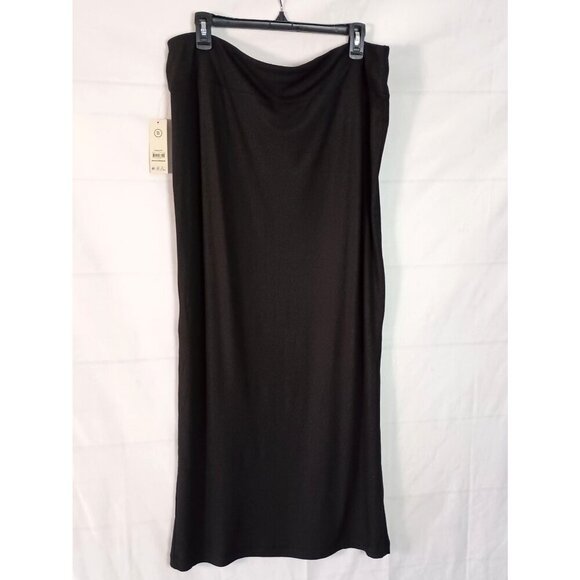 No Boundaries Ribbed Knit Black Maxi Skirt XXL 20 NWT Side Slit Long Stretch - Picture 6 of 7